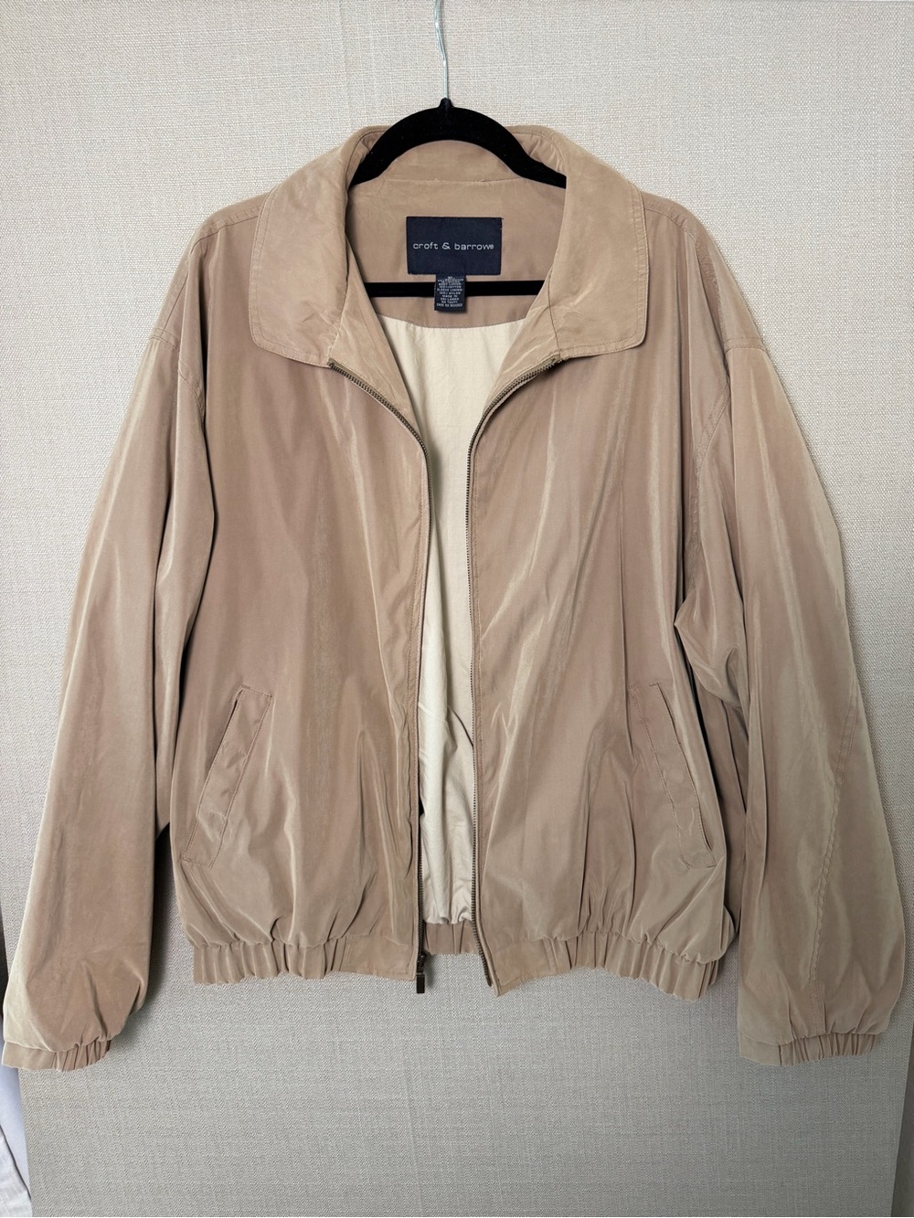 Vintage Croft & Barrow Khaki Bomber Windbreaker Jacket, Pockets, Men’s XL